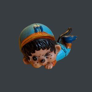 5/$25 Vintage 1979 Sekiguchi Monchhichi Baseball Player PVC Figure (Sliding) ~2”